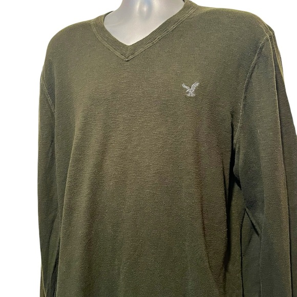 American Eagle Outfitters Other - 🍀2/$22 American Eagle Olive Green N Neck Mens Lightweight Logo Sweater Mens XL